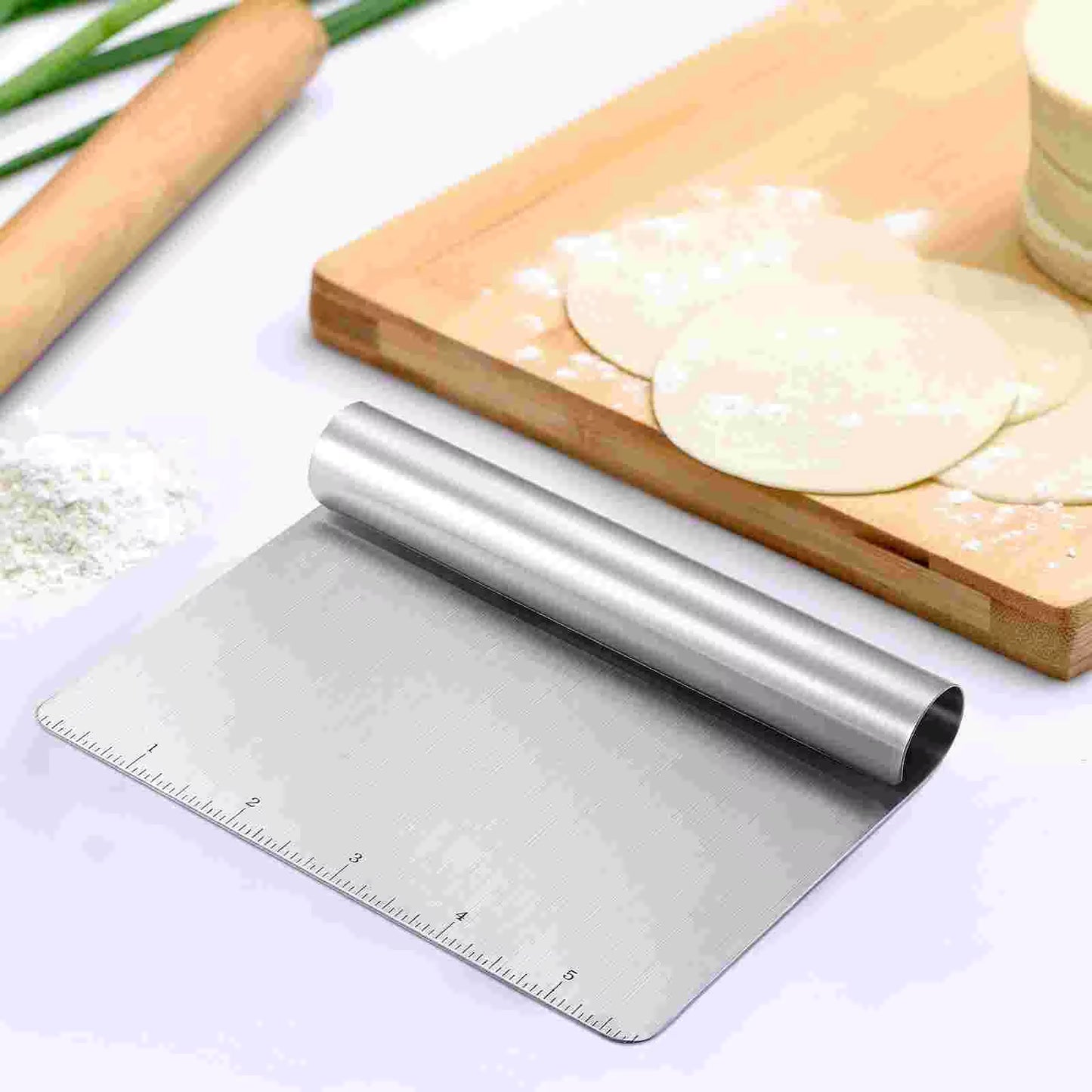 Scraper Stainless Steel Dough Baking Kitchen Cake Food Pastry Bread Tool Scrapper Pizza Metal Scale Bench Cutting Grip Bowl