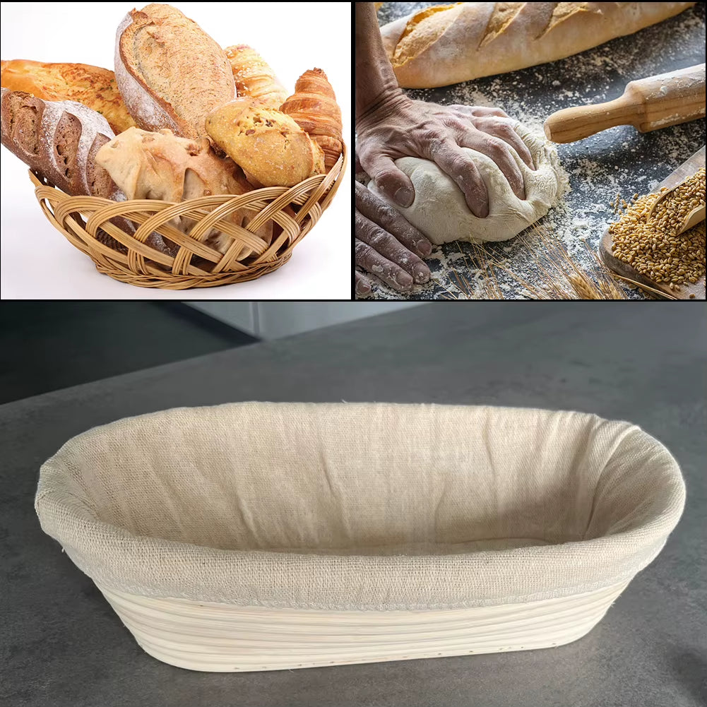 Rattan Bread Proofing Basket Natural Oval Rattan Wicker Dough Fermentation Basket Sourdough Banneton Bread Baskets Baking Tools