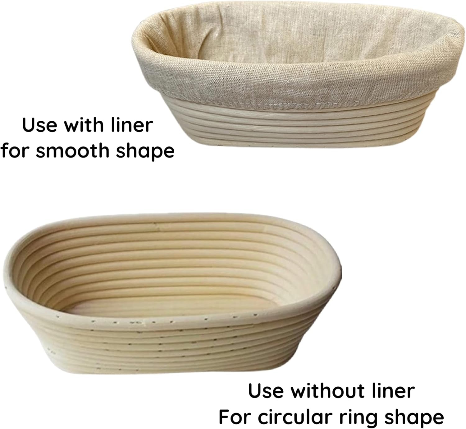 10 Inch Oval Bread Banneton Proofing Basket Set of 2, Bread Baking Kit Sourdough Proofing Basket for Artisanal Bread, Bread Making Tools for Professional & Home Bakers (10 Inch Oval- 2 Pack)