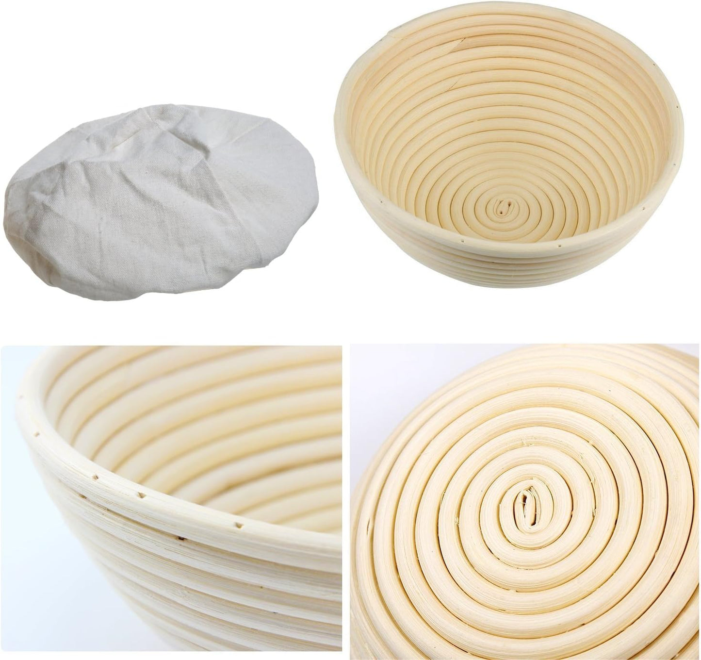 Banneton Bread Proofing Basket, Banneton Basket Set,  9 Inch Sourdough Proofing Basket round Proofing Bowls Handmade Rattan Baskets with Bread Lame and Liners, Sourdough Bread Baking Supplies